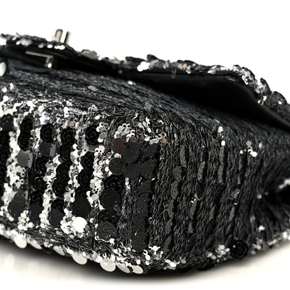 Chanel Sequin Camellia Small Single Flap Silver Black 11 of 12