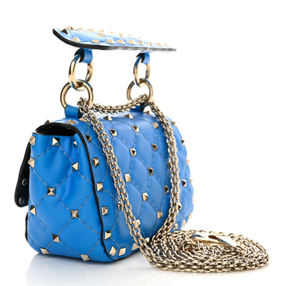 Valentino Garavani Calfskin Micro Rockstud Spike Shoulder Bag Blue Fluo 3 of 9