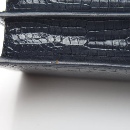Saint Laurent Calfskin Crocodile Embossed Medium Monogram Sunset New Graphite 11 of 11