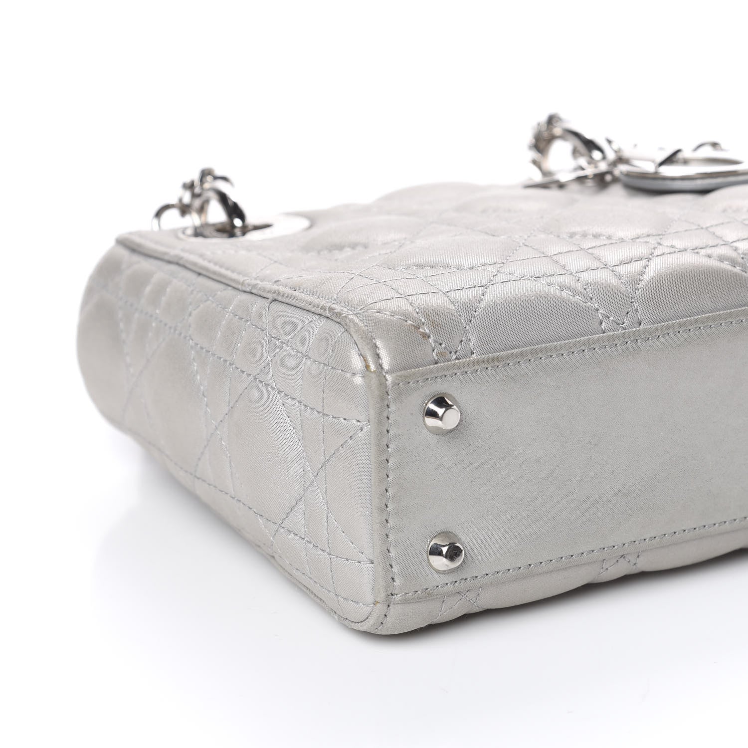 Christian Dior Metallic Lambskin Cannage Mini Lady Dior Grey 9 of 12