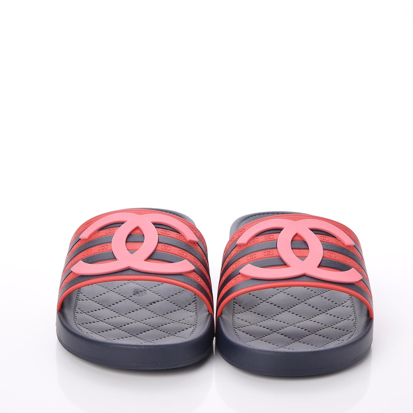 Rubber CC Flat Slide Sandals 39 Pink Red
