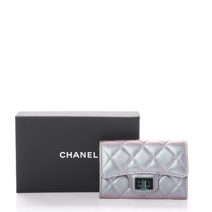 Chanel Iridescent Lambskin Quilted Reissue Flap Card Holder Light Purple 9 of 9