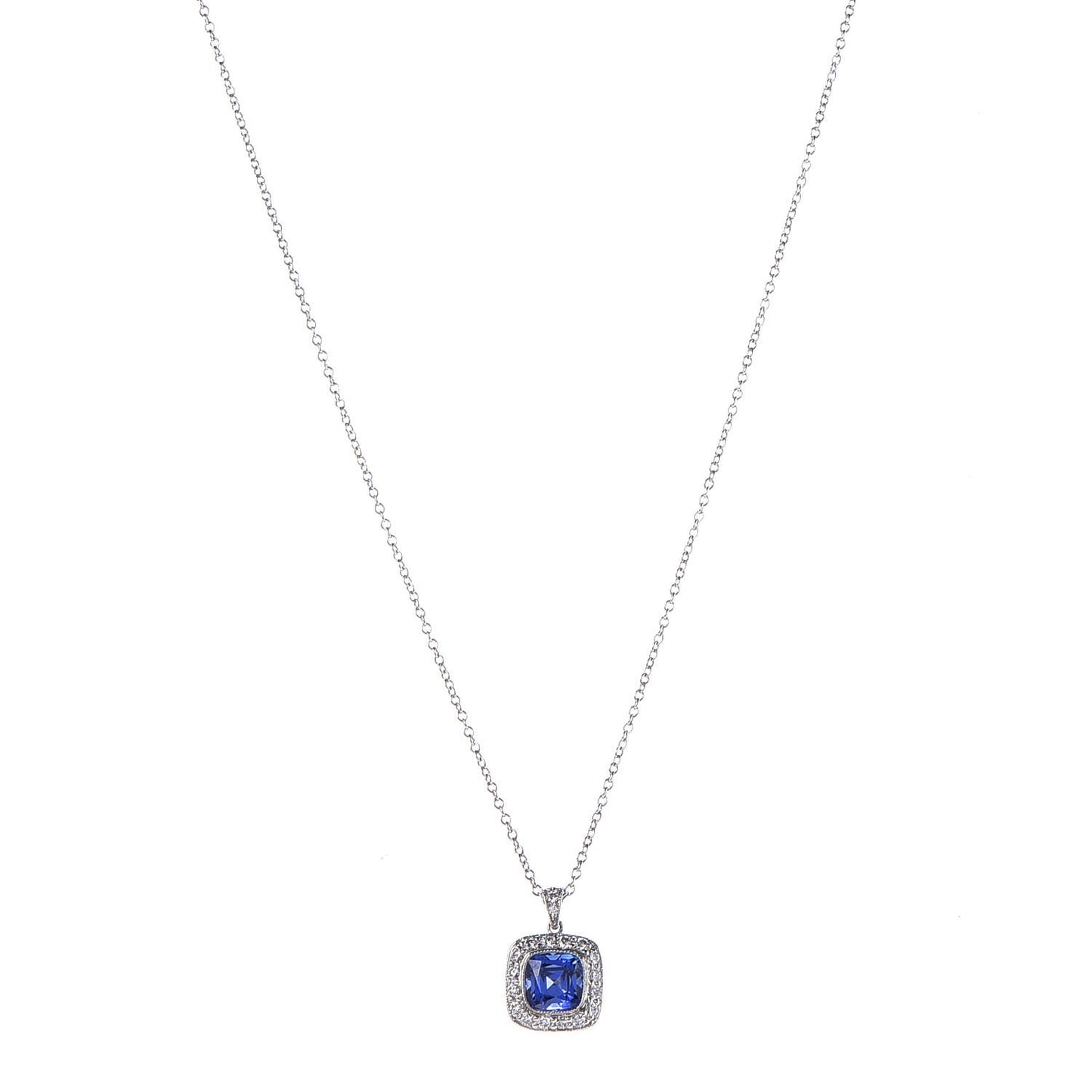 Platinum Diamond Blue Sapphire Legacy Pendant Necklace