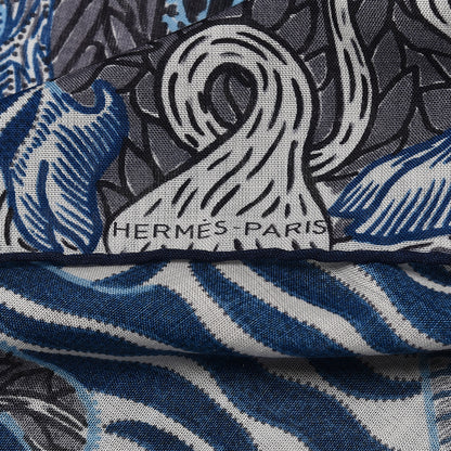 Hermes Wool Silk Sweet Dreams Scarf 100 Bleu Azur Ciel Gris 3 of 4