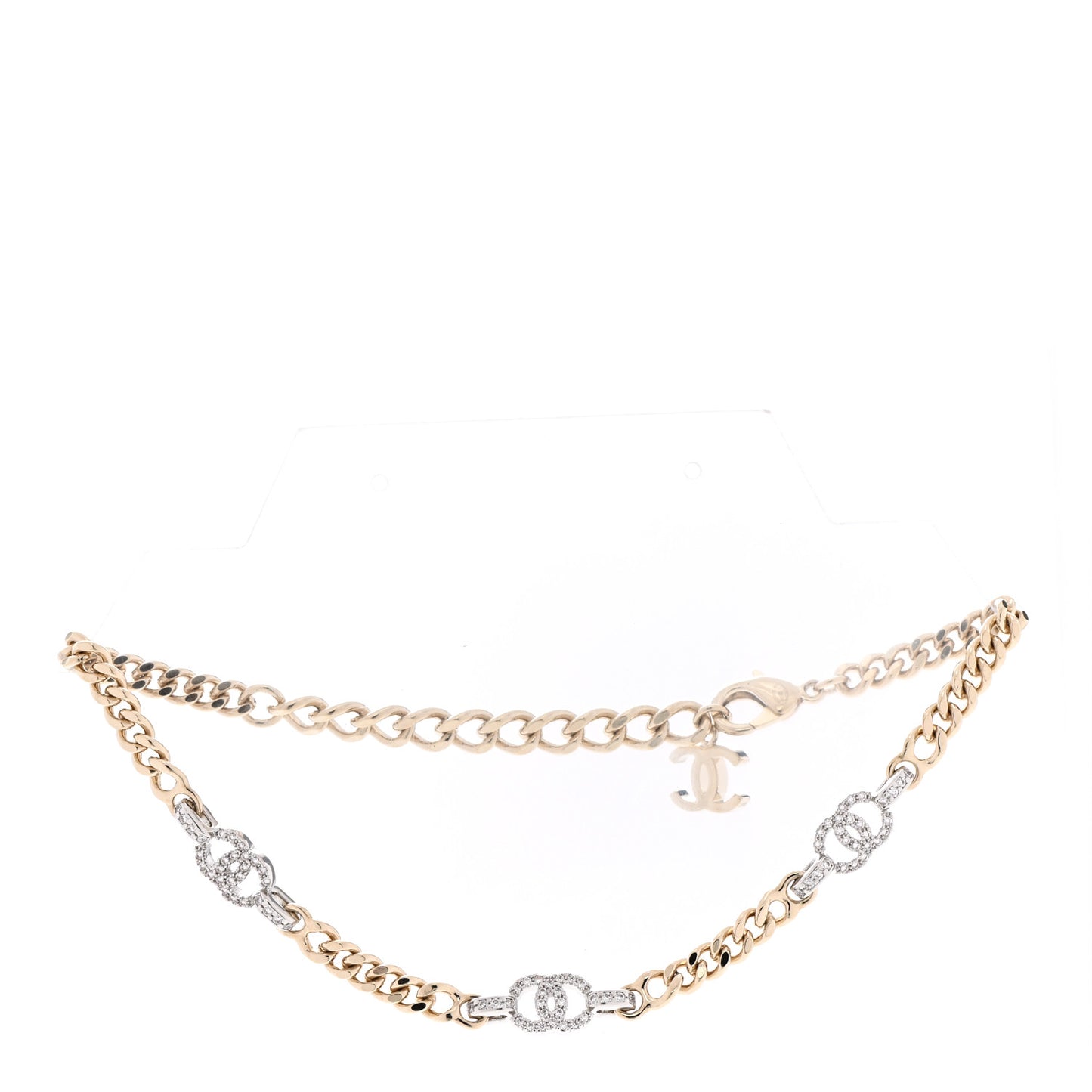 Crystal CC Chain Links Choker Necklace Gold