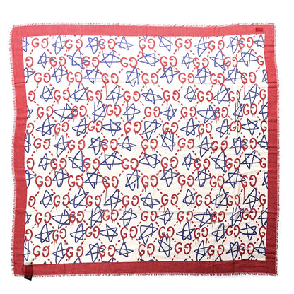 Gucci Modal Silk GucciGhost Print Square Scarf White 1 of 4