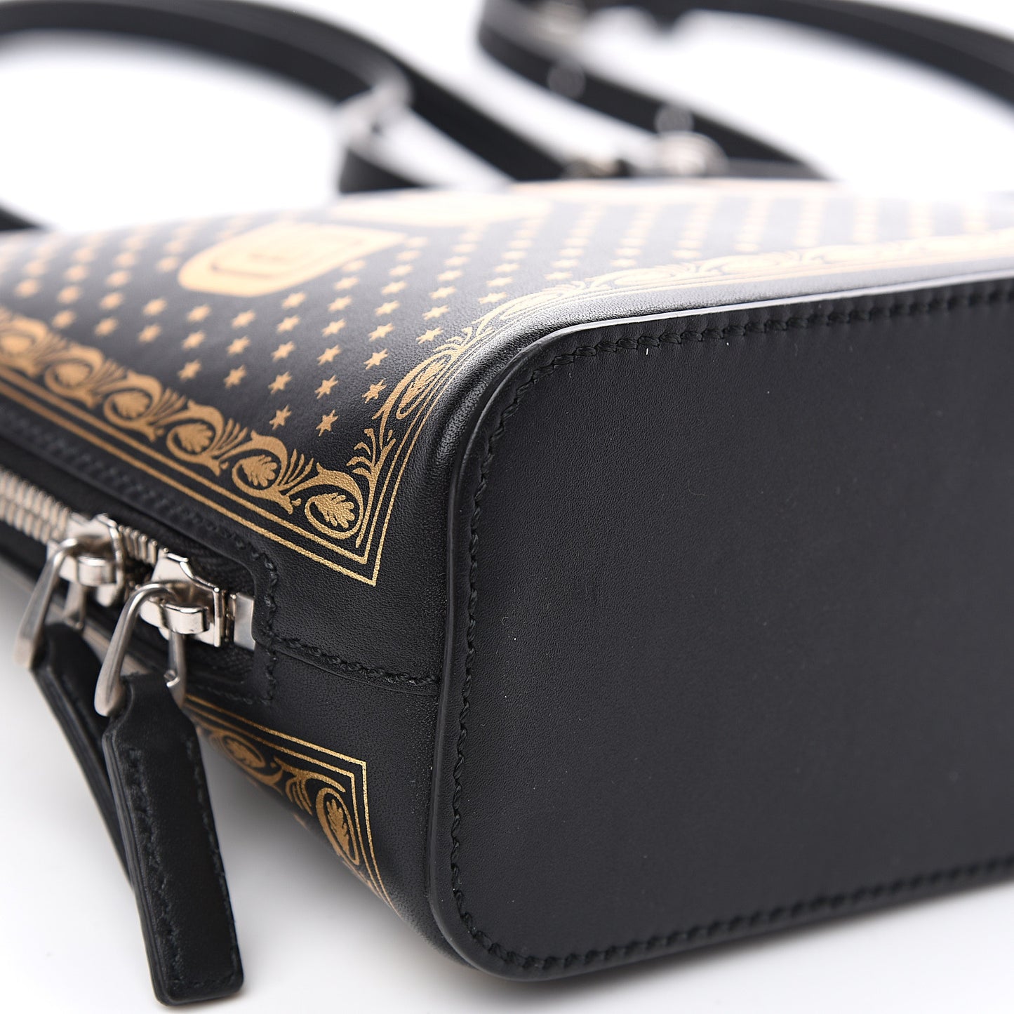 X SEGA Calfskin GUCCY Stars Mini Dome Shoulder Bag Black Gold