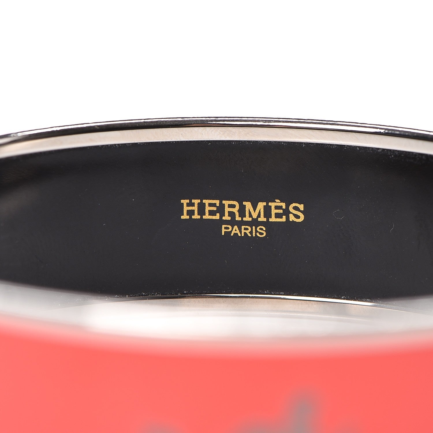 Hermes Enamel Printed Wide Caleche Bracelet 70 Framboise 3 of 4