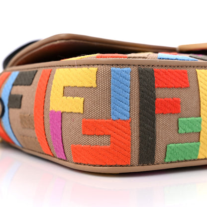 Fendi Canvas Vitello King FF Multicolor Embroidered Baguette Multicolor Cuoio 7 of 8