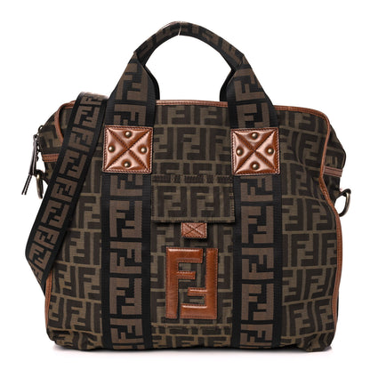 Fendi Zucca Vitello Patchwork Convertible Tote Tobacco Sabbia 1 of 9