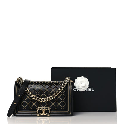 Chanel Lambskin Chain Quilted Medium Boy Flap Black 10 of 10