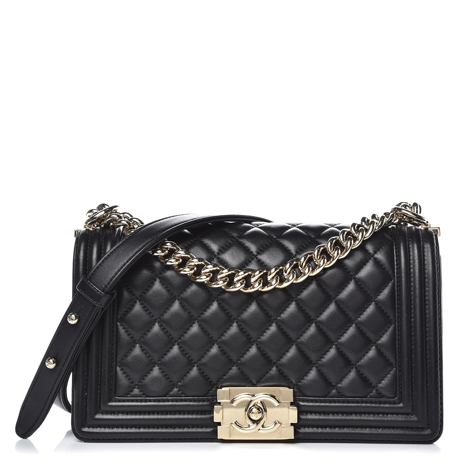 Chanel Lambskin Quilted Medium Boy Flap Black 1 of 14