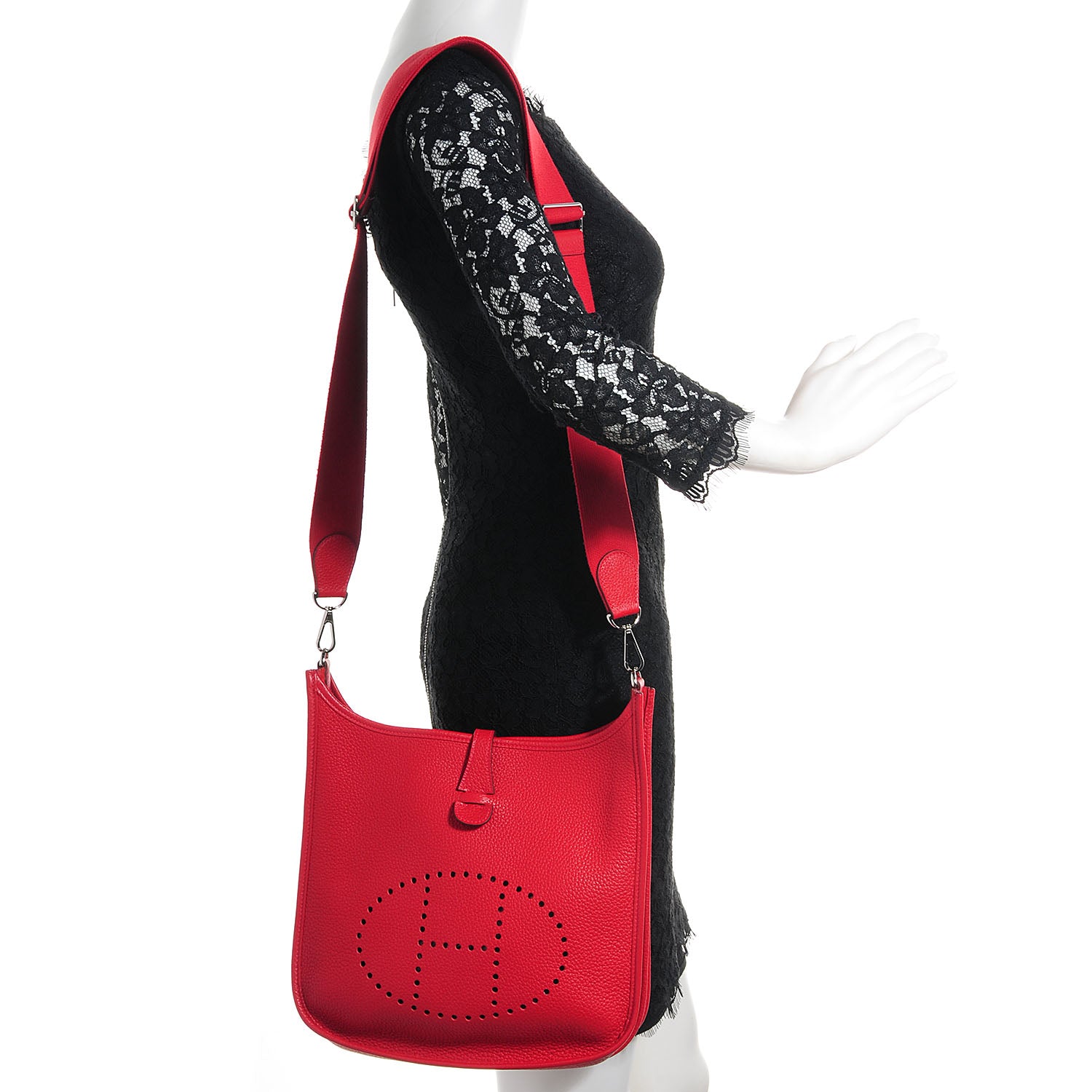 Hermes Taurillon Clemence Evelyne III PM Rouge Casaque 2 of 15