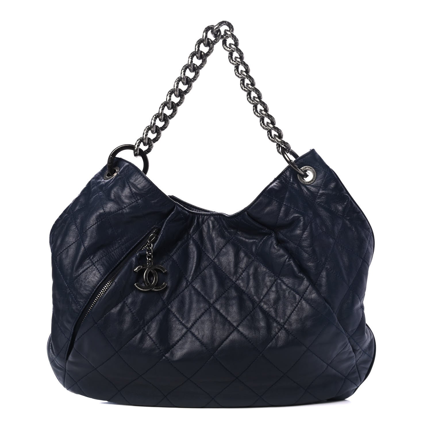 Chanel Calfskin Coco Pleats Hobo Dark Blue 1 of 4