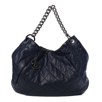 Chanel Calfskin Coco Pleats Hobo Dark Blue 1 of 4