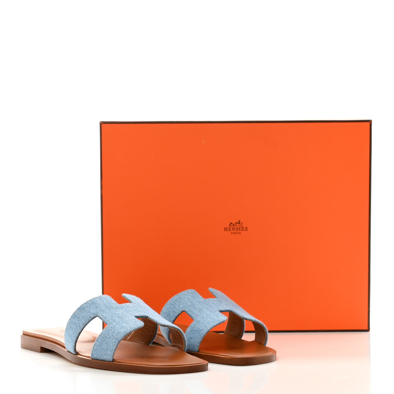 Hermes Denim Canvas Oran Sandals 36.5 Bleu Clair 9 of 9