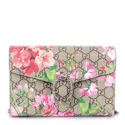 Gucci GG Supreme Monogram Blooms Mini Dionysus Chain Wallet Beige Multicolor Dry Rose 1 of 7