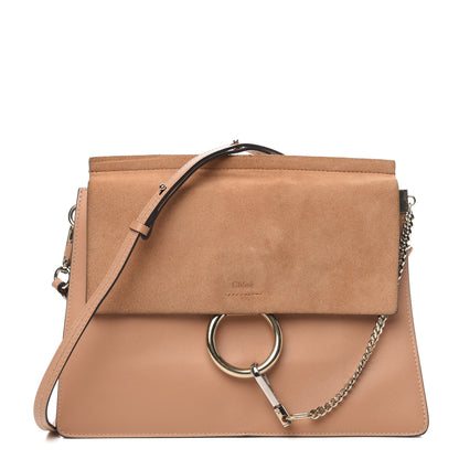 Chloe Calfskin Suede Medium Faye Shoulder Bag Blushy Pink 1 of 13