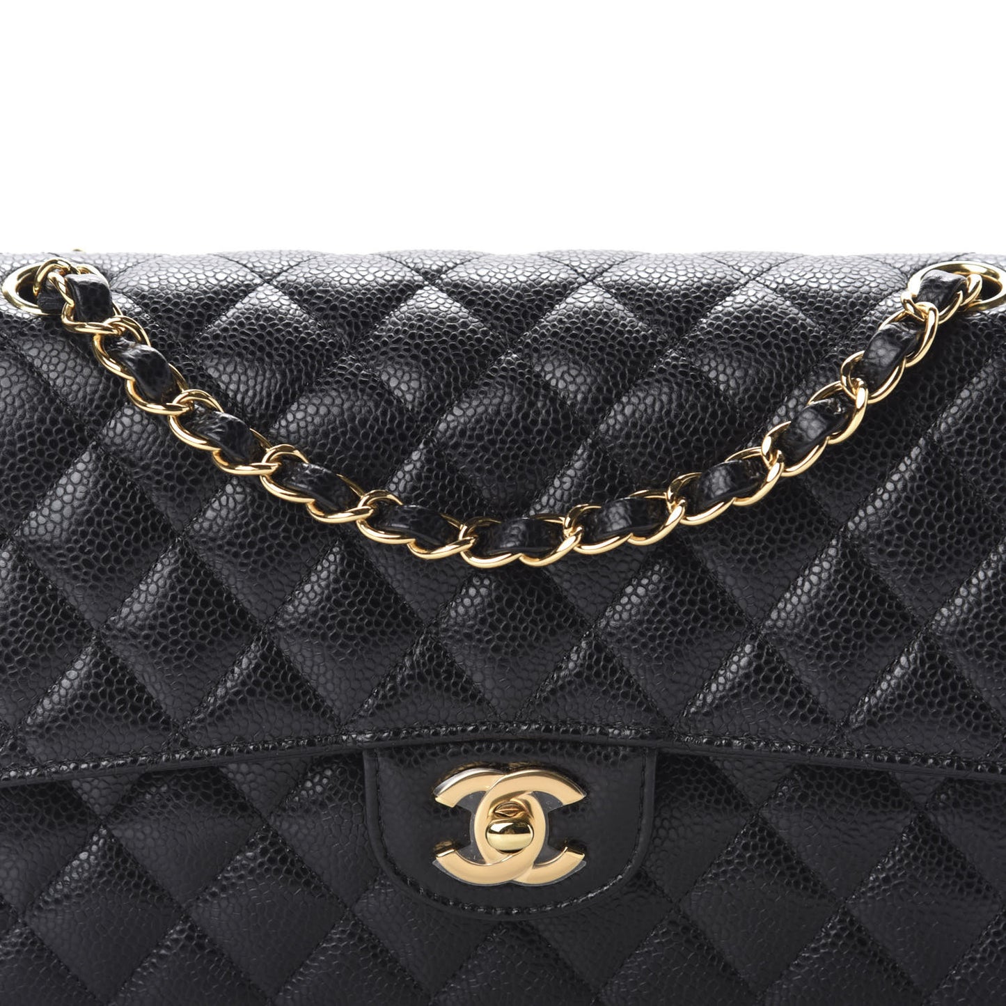 Caviar Quilted Medium Double Flap Black