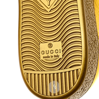 Gucci Metallic Nappa Interlocking G Perforated Mens Ace Sneakers 9 Oro Vecchio 8 of 9