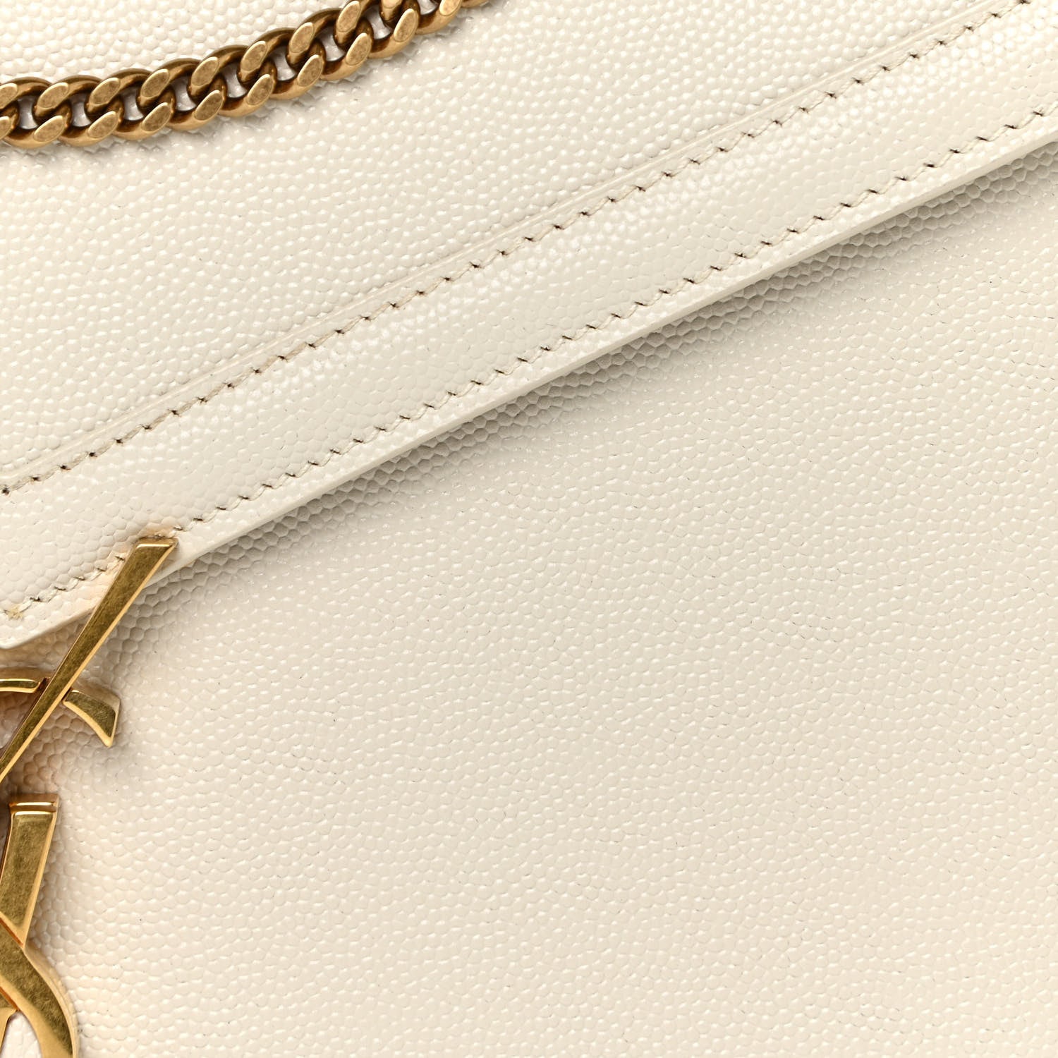 Saint Laurent Grain De Poudre Monogram Cassandra Clasp Bag Vintage White 8 of 18
