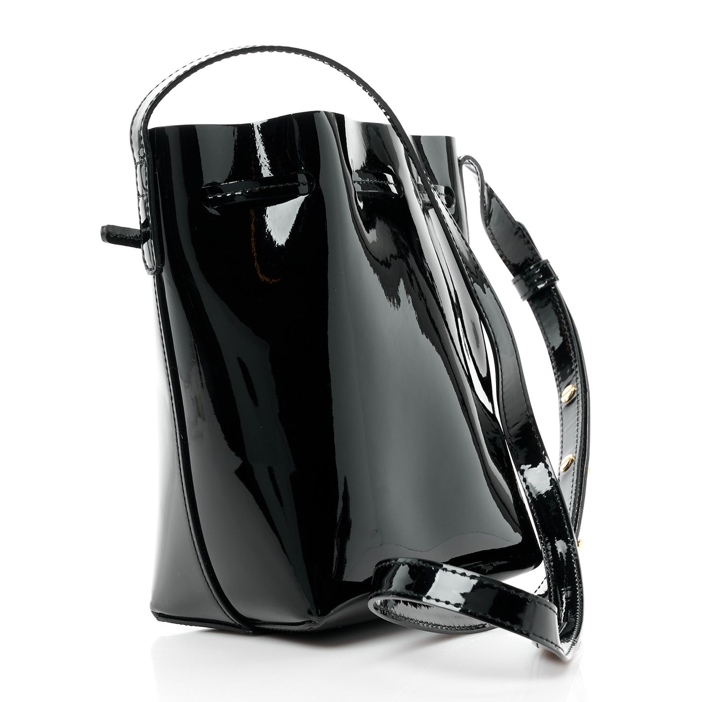 MANSUR GAVRIEL Patent Calfskin Mini Mini Bucket Bag Black