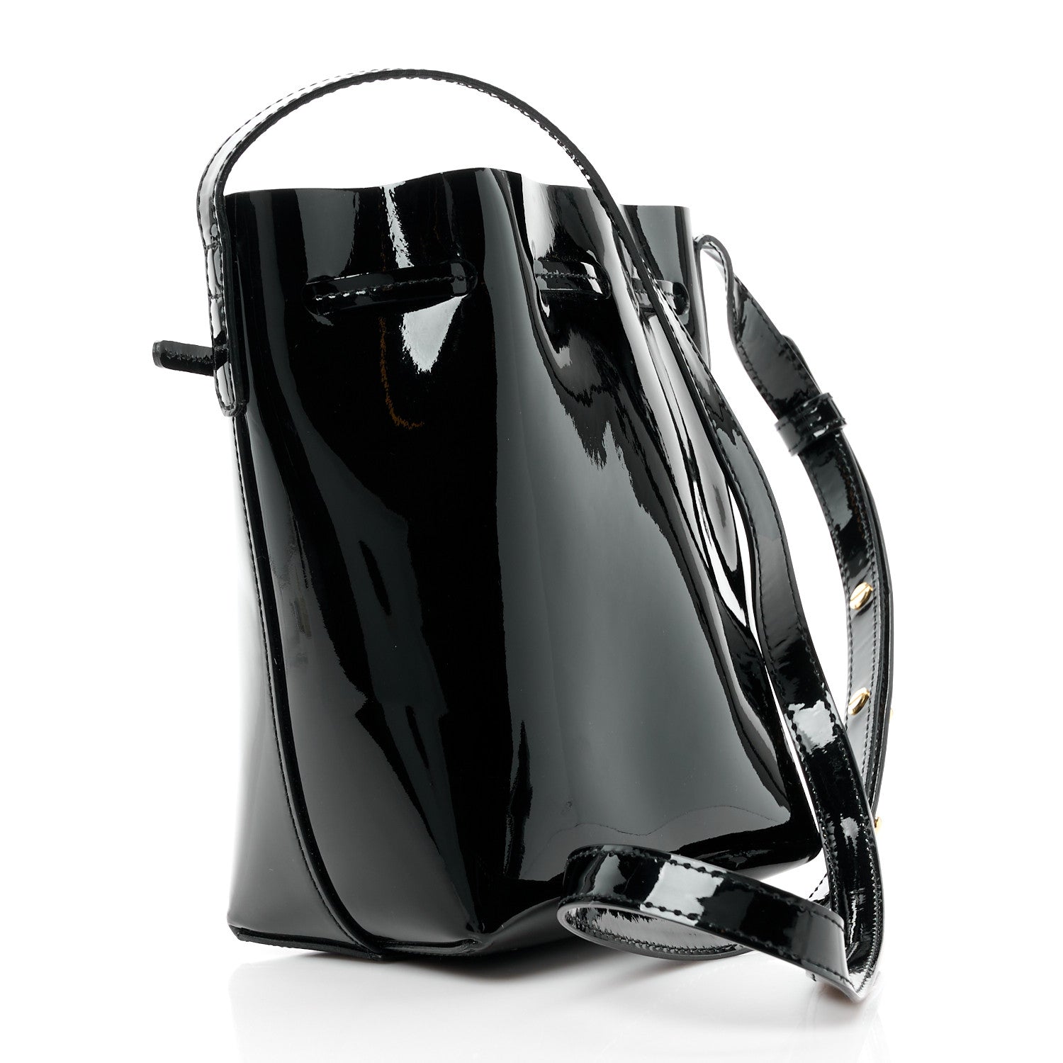 Mansur Gavriel MANSUR GAVRIEL Patent Calfskin Mini Mini Bucket Bag Black 3 of 9