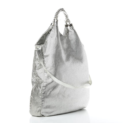 Chanel Metallic Glazed Calfskin Perforated Medium Rodeo Drive Tote Silver 4 of 14