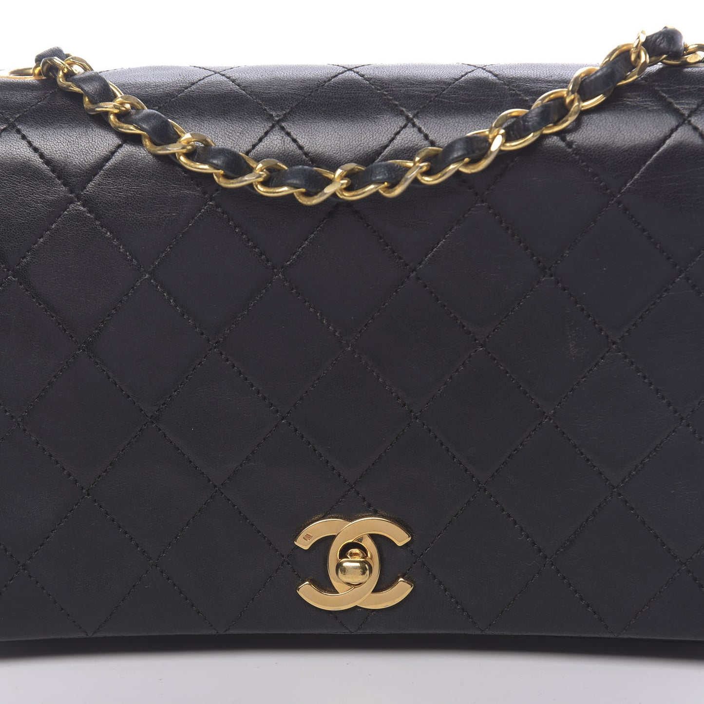 Lambskin Quilted Small Single Flap Bag Black