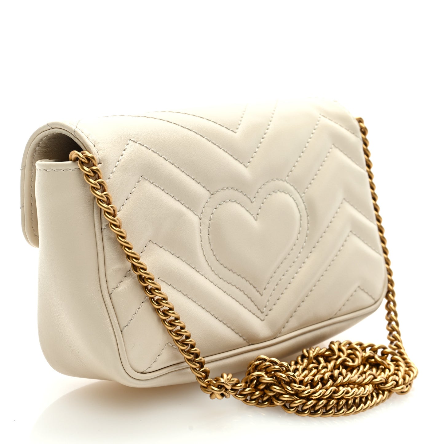 Calfskin Matelasse Super Mini GG Marmont Shoulder Bag White