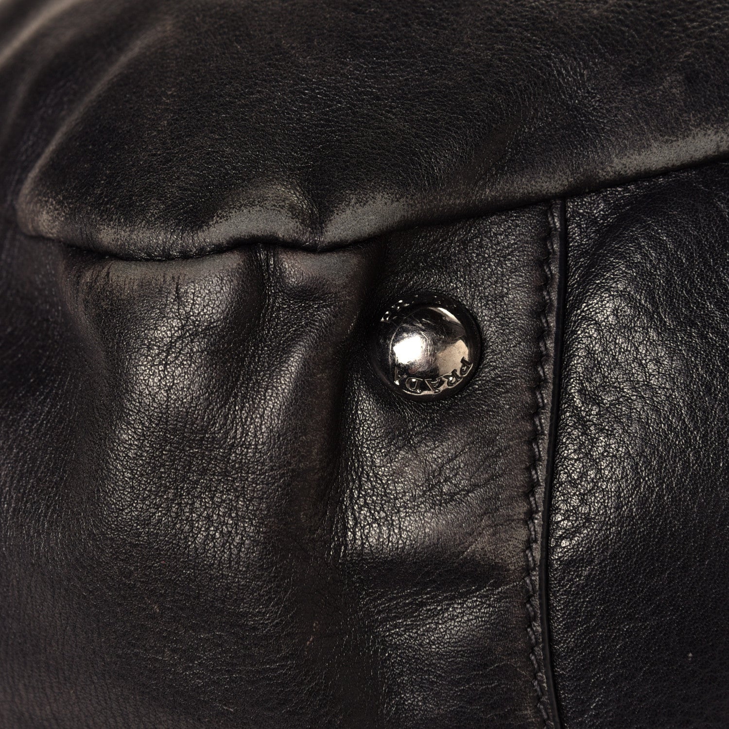 Prada Soft Calfskin Pleated Hobo Black 9 of 10