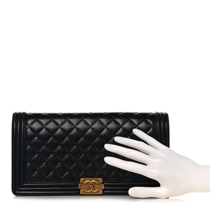 Chanel Lambskin Quilted Boy Flap Clutch Black 2 of 15