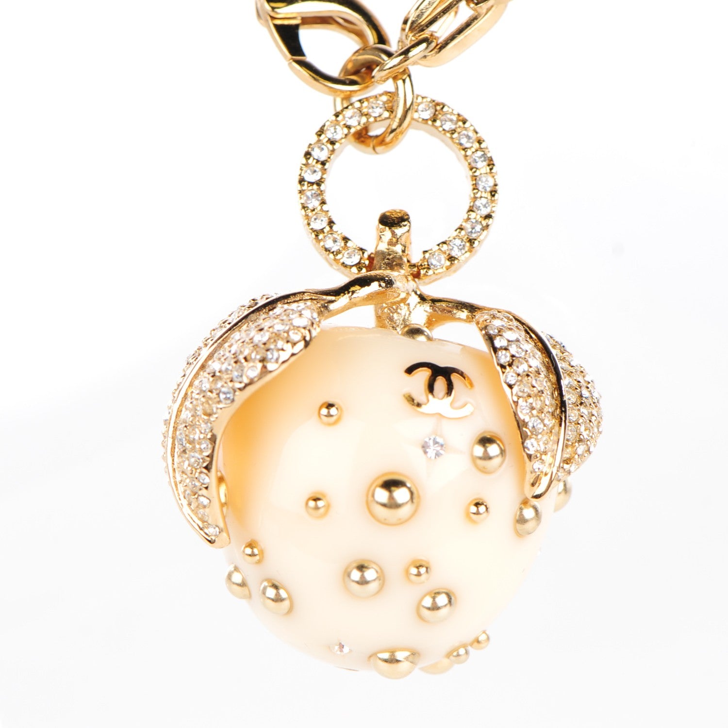 Chanel Crystal Apple Charm Bracelet Gold 5 of 10