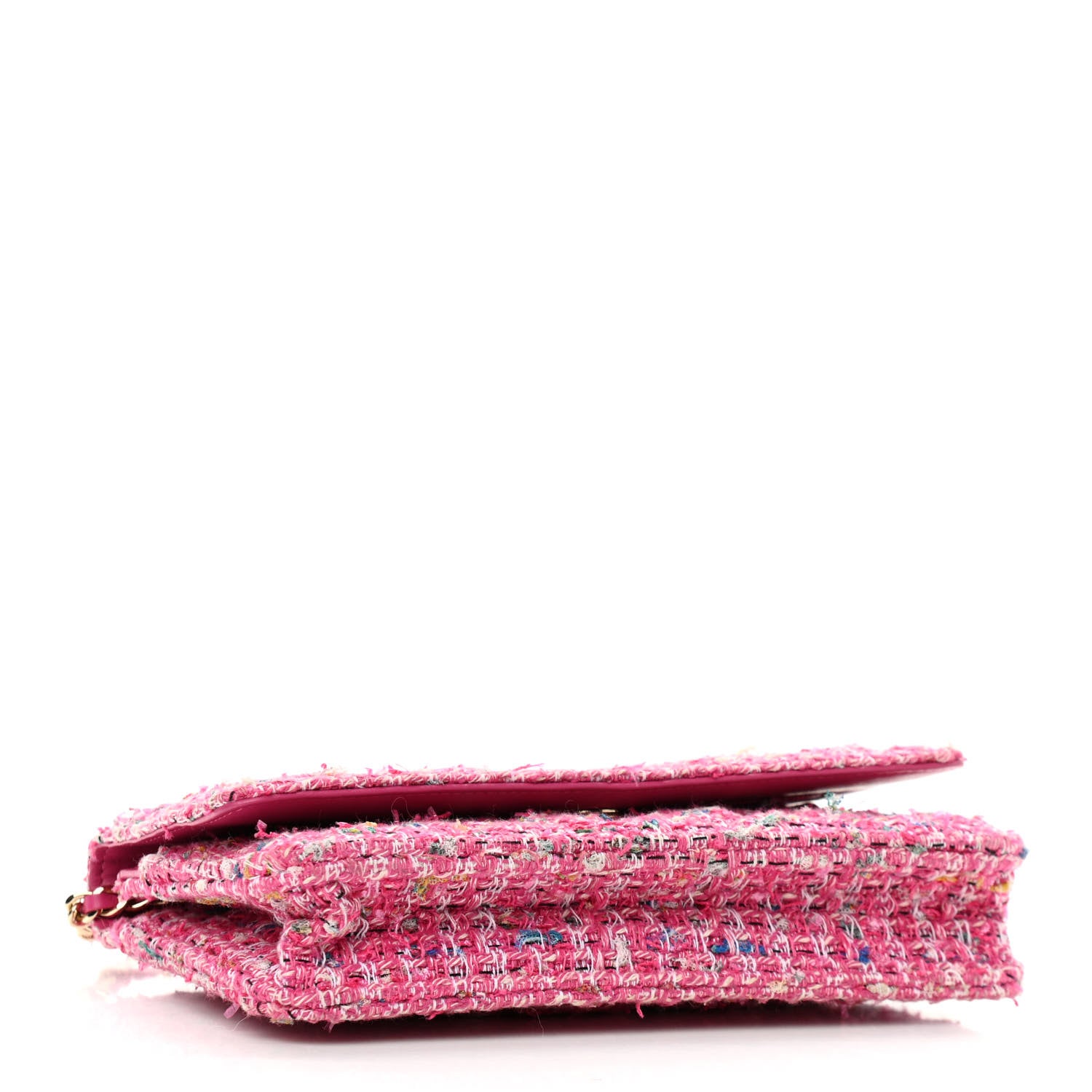 Chanel Tweed Quilted Wallet On Chain WOC Pink Blue White 4 of 12