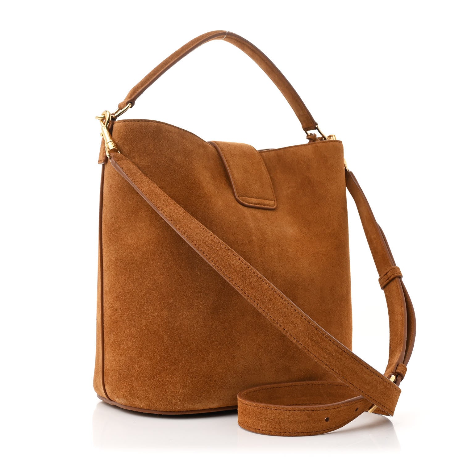 Celine Suede Calfskin Triomphe Medium Louise Bag Pecan 4 of 14