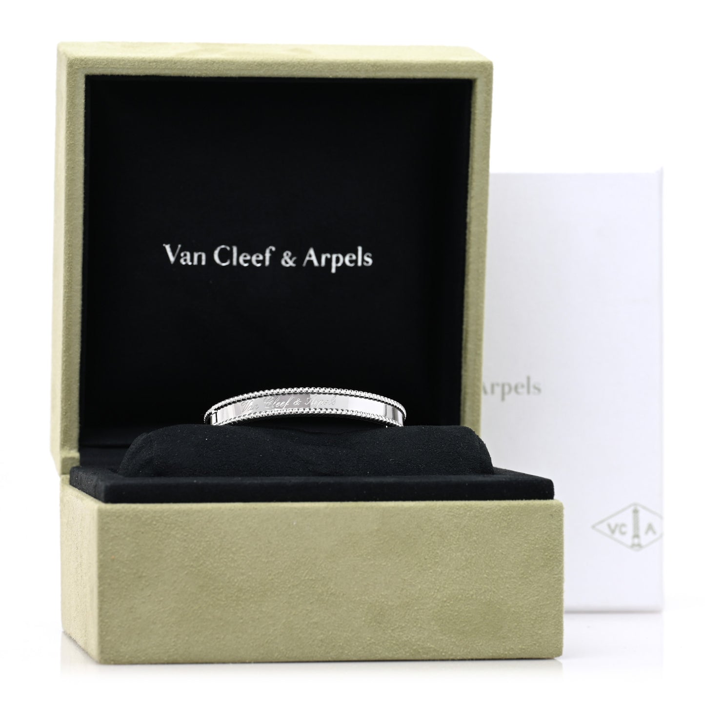 18K White Gold Perlee Signature Bangle Bracelet XS