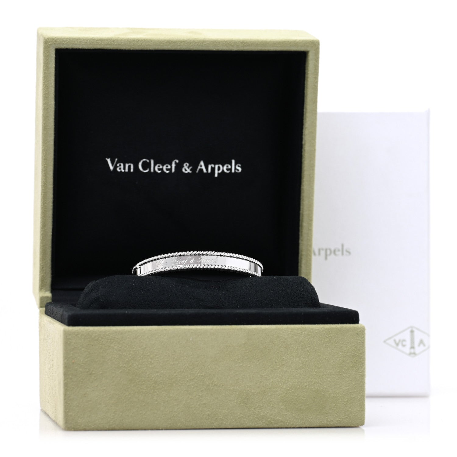 Van Cleef & Arpels 18K White Gold Perlee Signature Bangle Bracelet XS 4 of 4