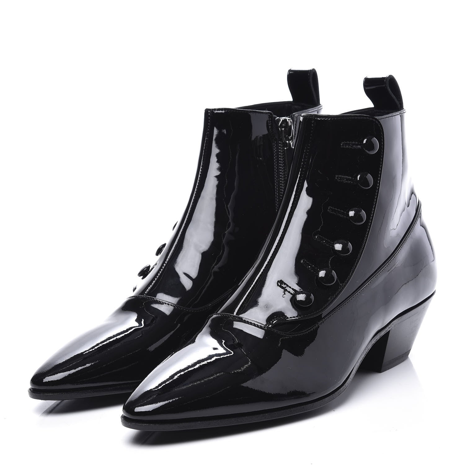 Saint Laurent Vernice Belle Button Ankle Boots 37 Black 3 of 11