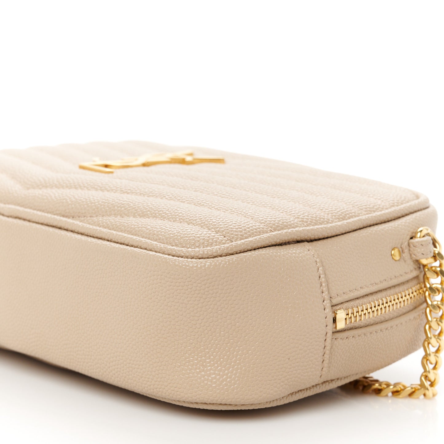 Grain De Poudre Matelasse Monogram Mini Lou Camera Bag Dark Beige