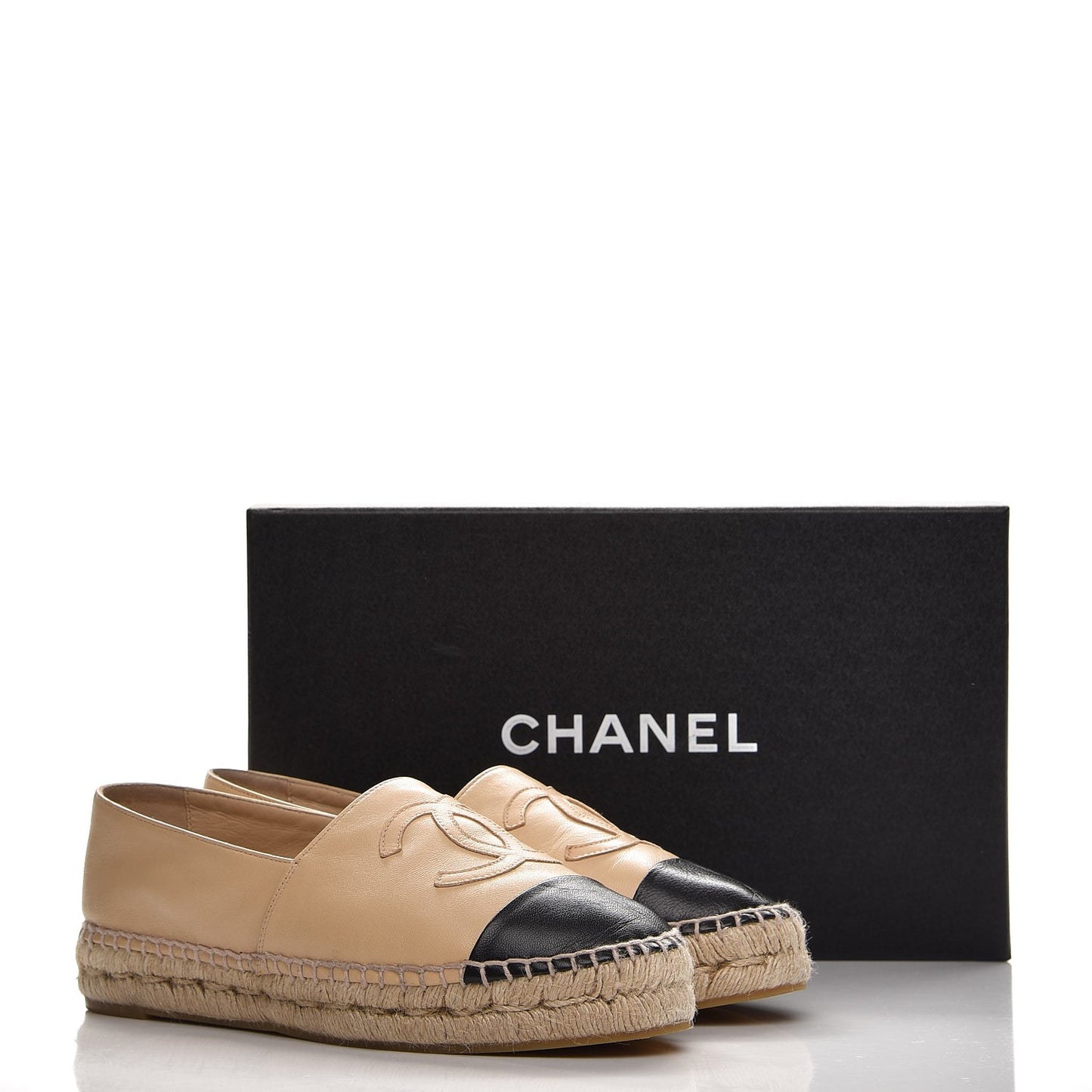 Lambskin CC Espadrilles 37 Beige Black