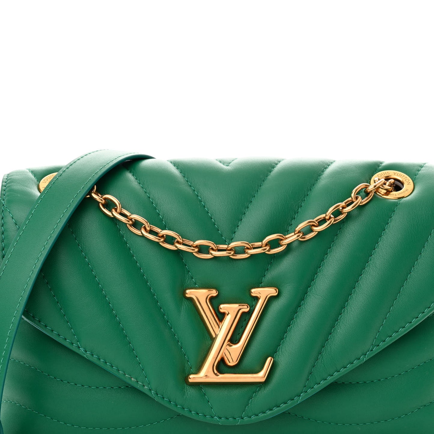 Calfskin New Wave Chain Bag MM NM Emerald