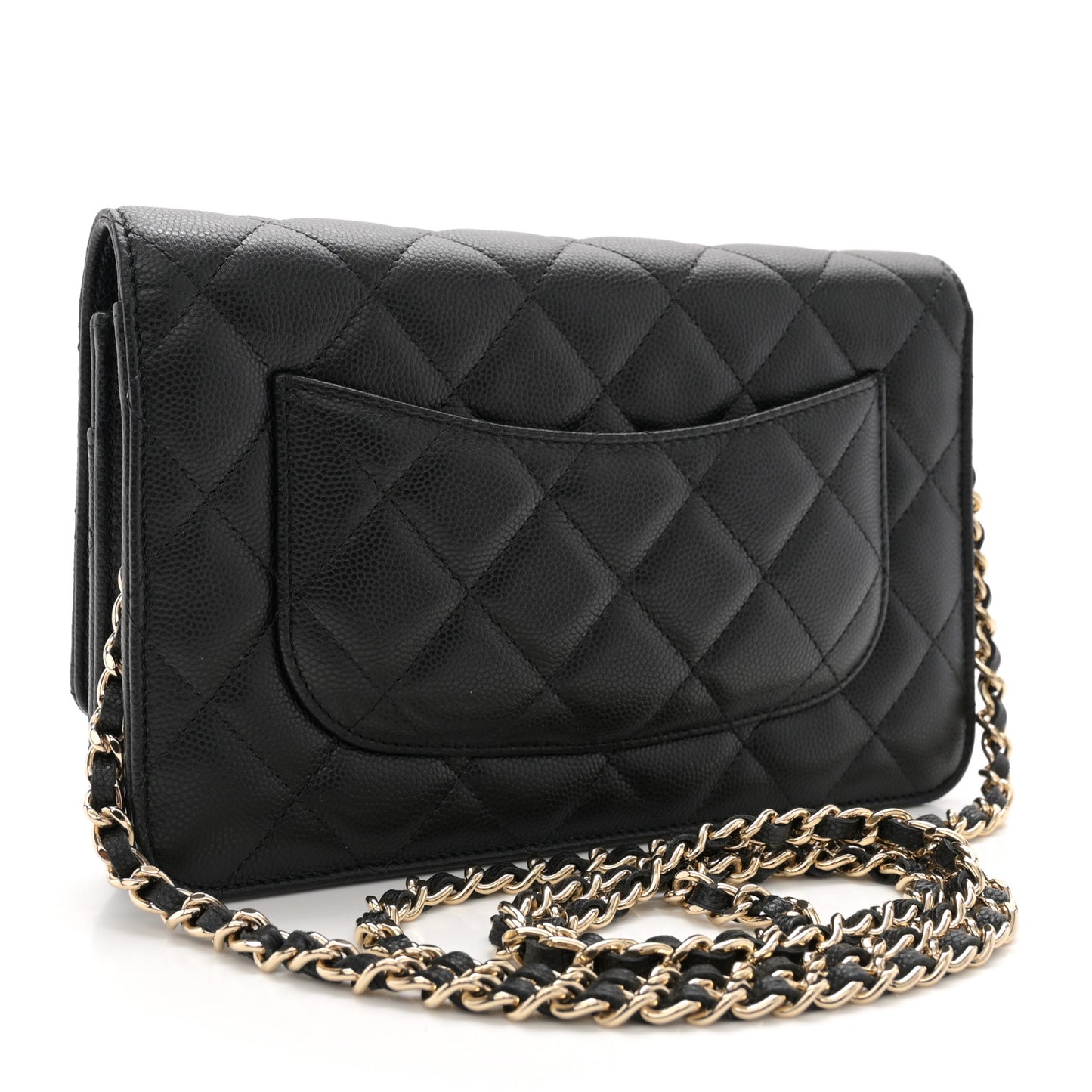 Caviar Quilted Crystal CC Wallet On Chain WOC Black