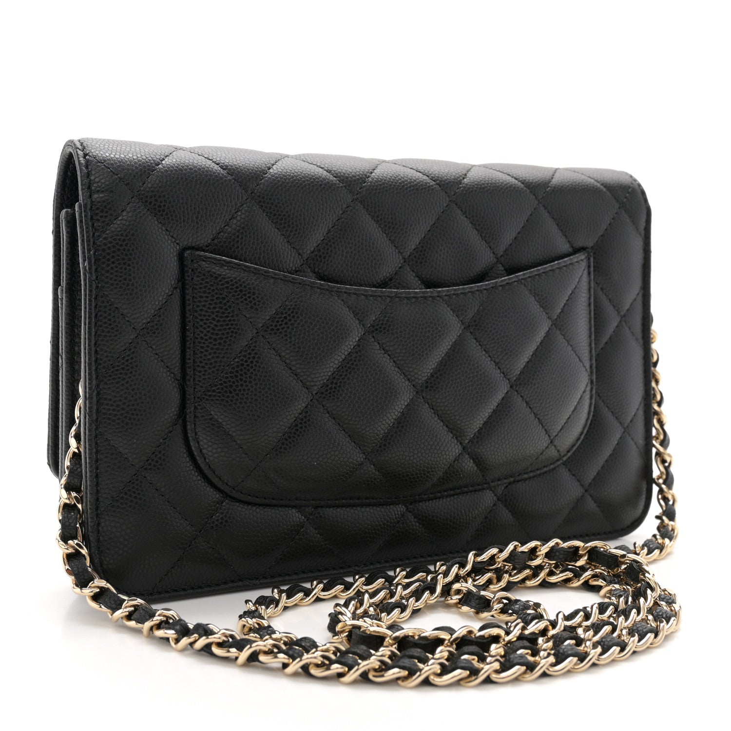 Chanel Caviar Quilted Crystal CC Wallet On Chain WOC Black 3 of 11