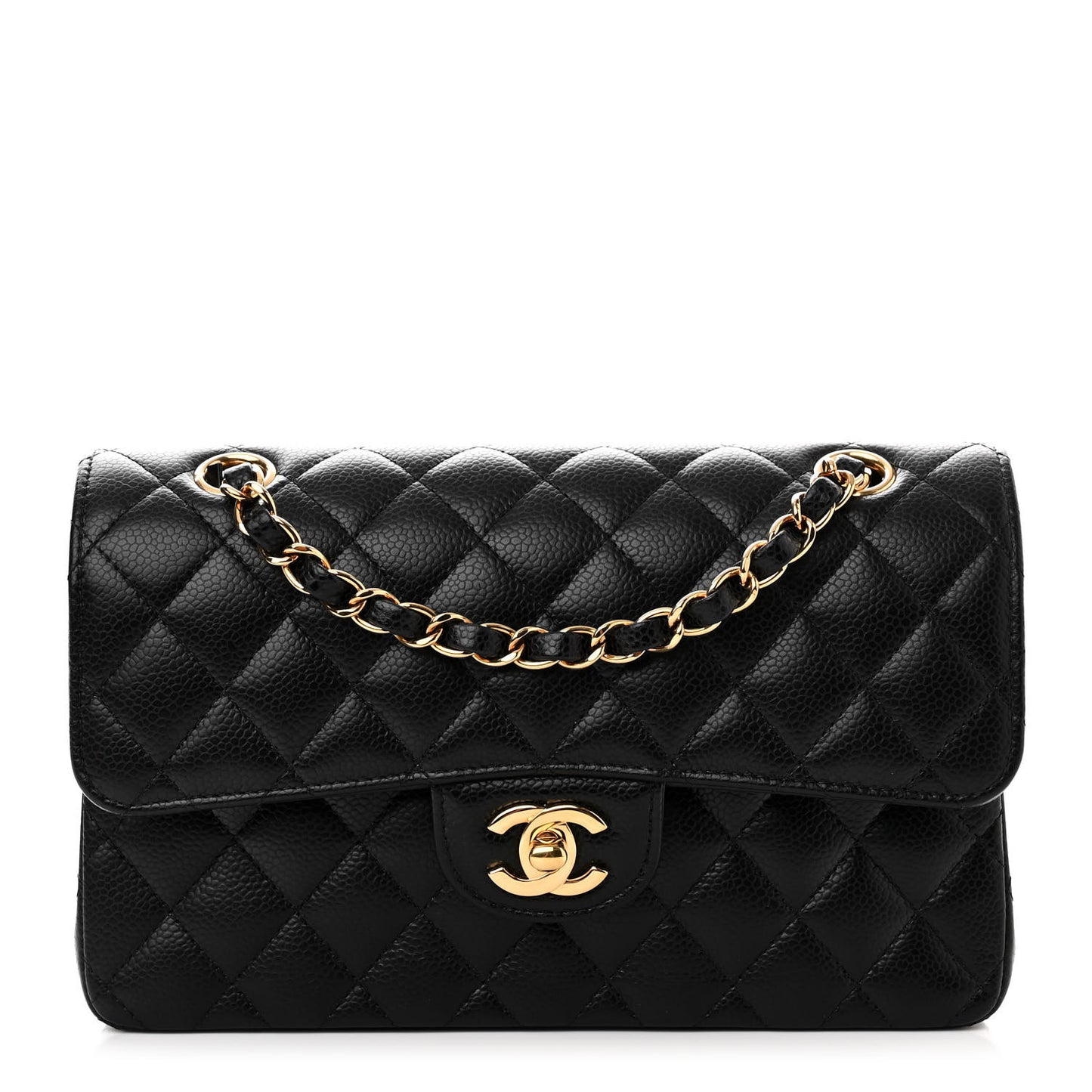Caviar Quilted Small Double Flap Black