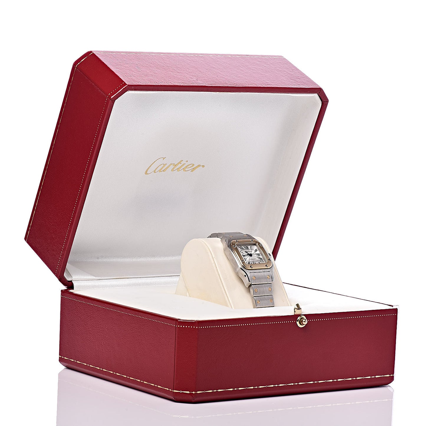 Stainless Steel 18K Yellow Gold 24mm Santos De Cartier Galbee Automatic Watch