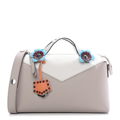 Fendi Vitello Dolce Flowerland Studded Medium By The Way Boston Bag Grigio Polvere White Ice Multicolor 1 of 9