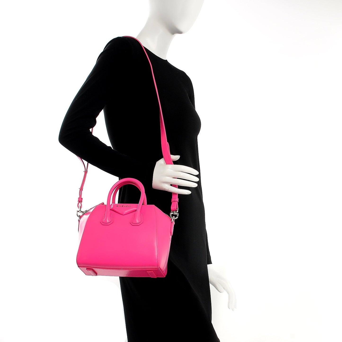 Shiny Lord Calfskin Mini Antigona Shocking Pink