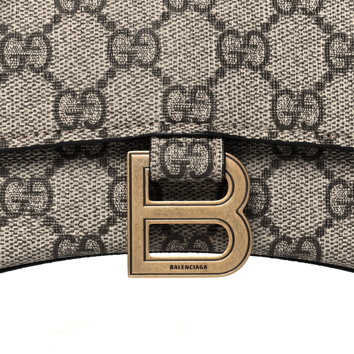 Balenciaga X GUCCI GG Supreme Monogram Small Hourglass Top Handle Bag Beige Ebony 8 of 14