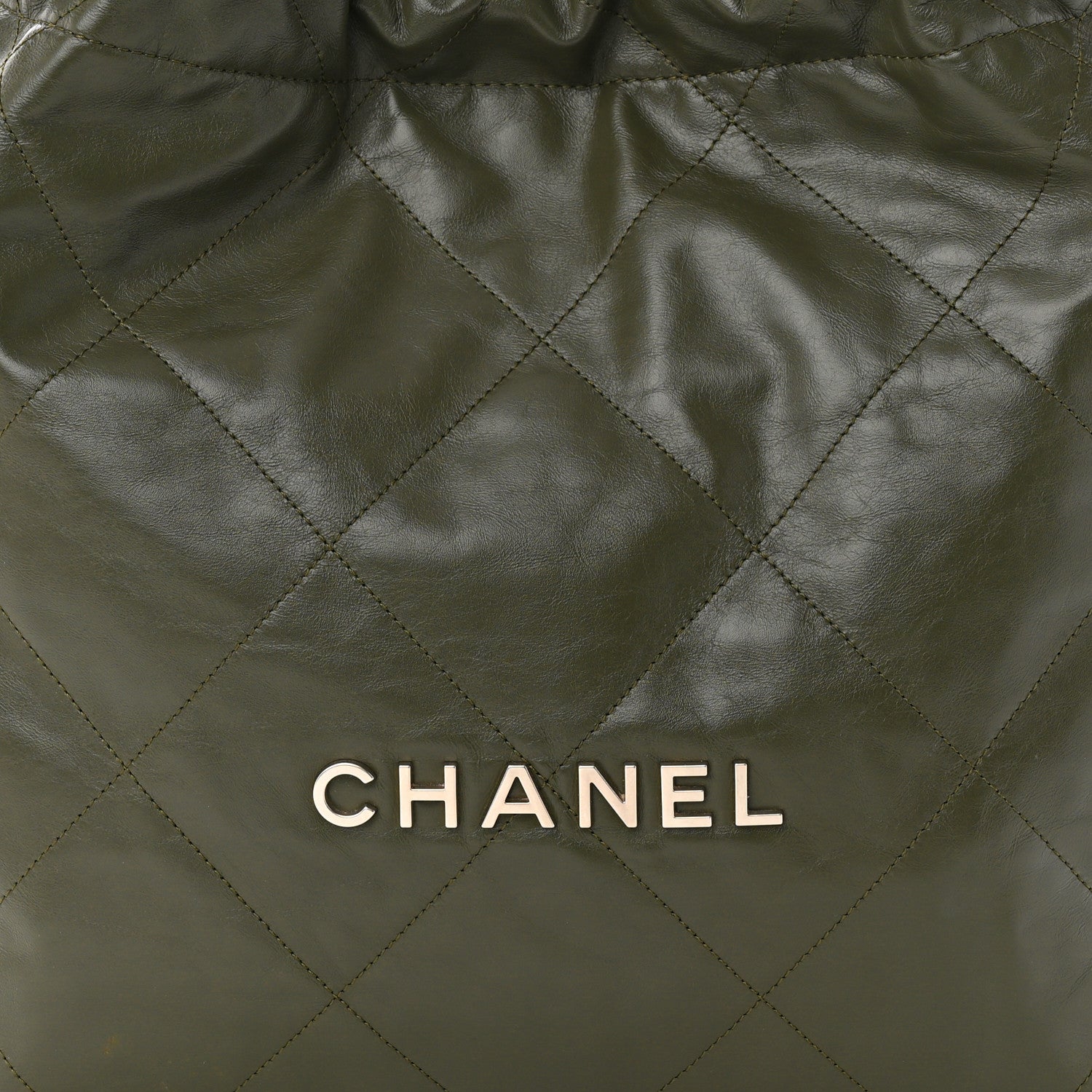 Chanel Shiny Calfskin Quilted Chanel 22 Khaki 9 of 11