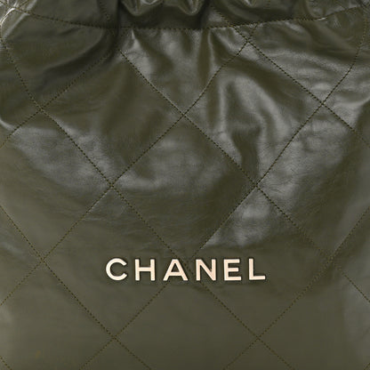 Chanel Shiny Calfskin Quilted Chanel 22 Khaki 9 of 11